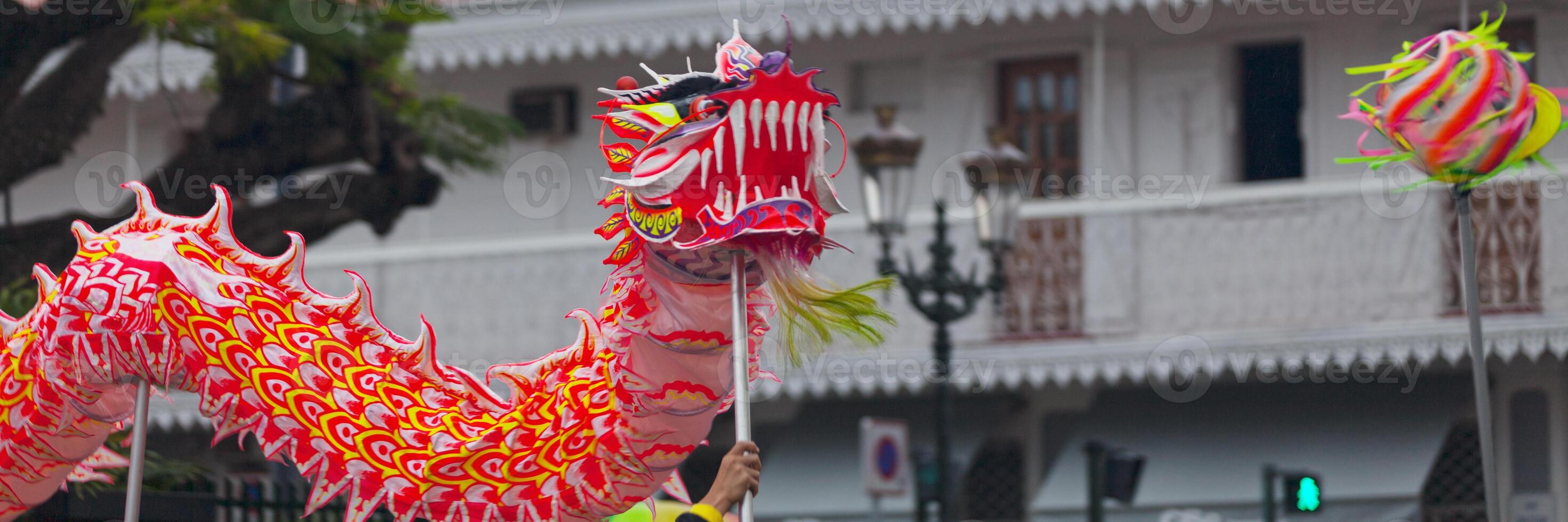 Dragon breathing fire at the Guan Di Festival photo