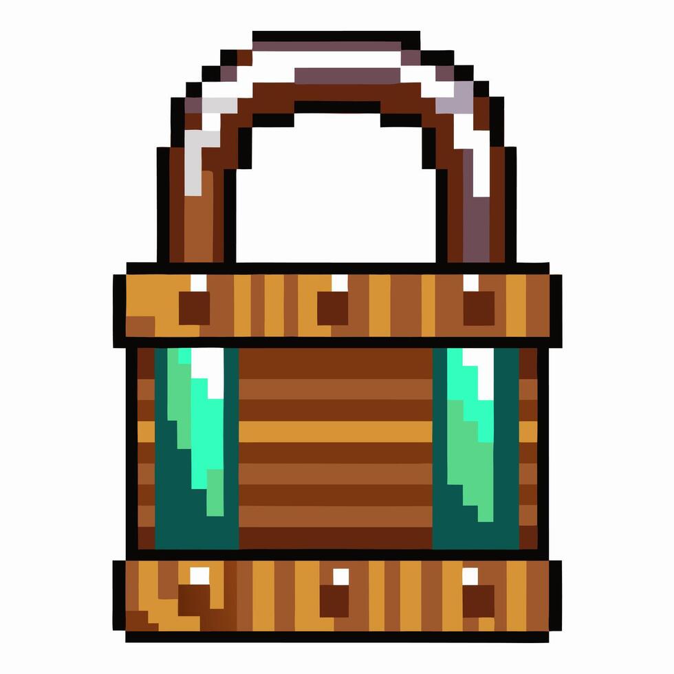 Retro Pixelated Wooden Bucket Icon Nostalgic 8 bit Game Style Artwork vector