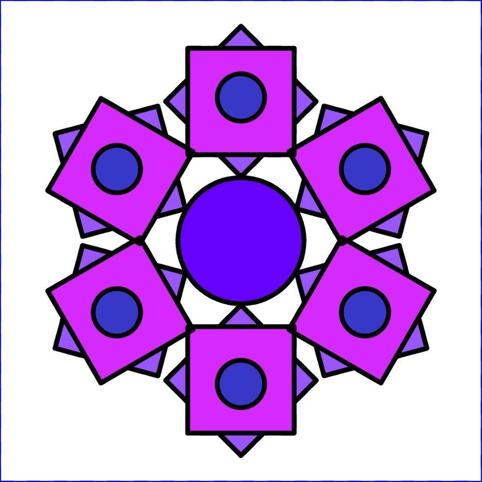 Ornate Purple Geometric Mandala - A symmetrical mandala with bold purple tones and geometric details combining ornamental elements with a modern artistic touch vector