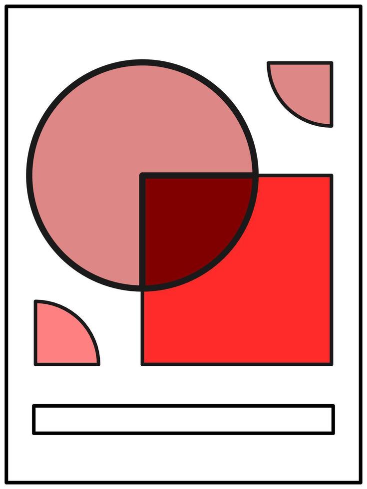 Bold geometric Bauhaus poster design featuring overlapping red circles and rectangles on a white background vector
