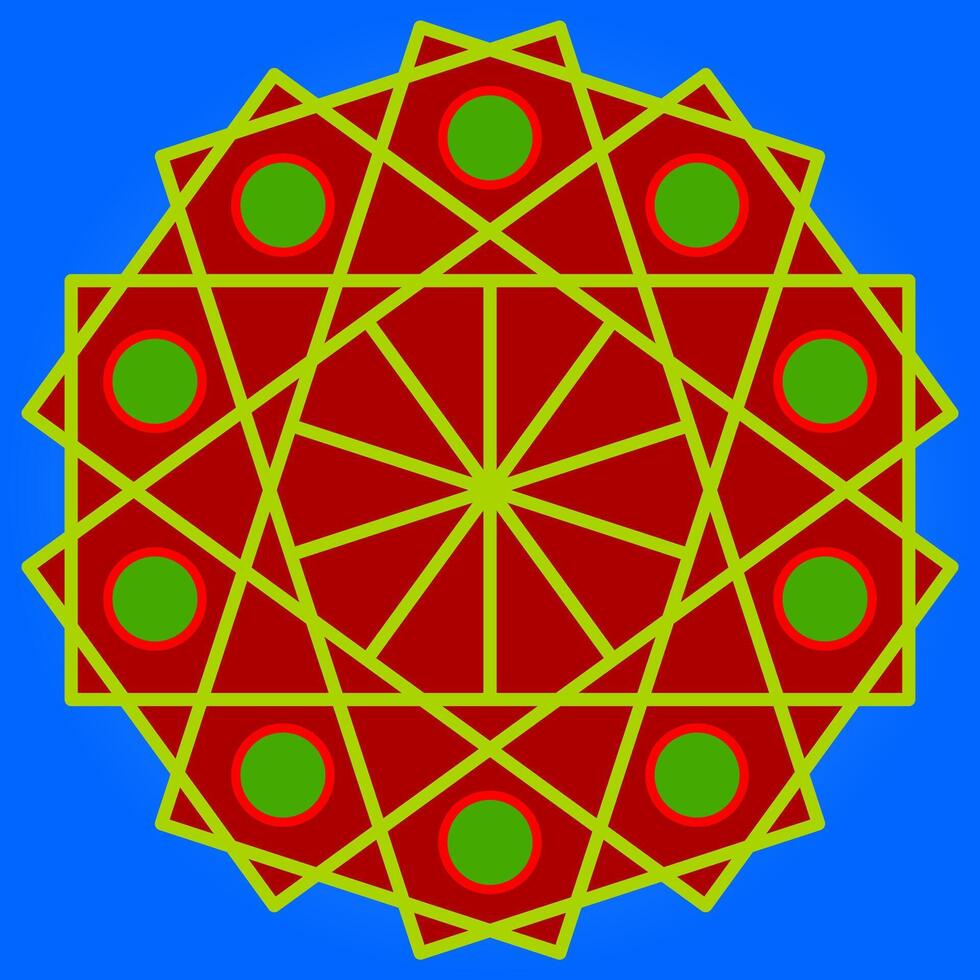 Ornate Golden Mandala - A detailed golden mandala with red accents featuring an intricate pattern inspired by royal aesthetics vector