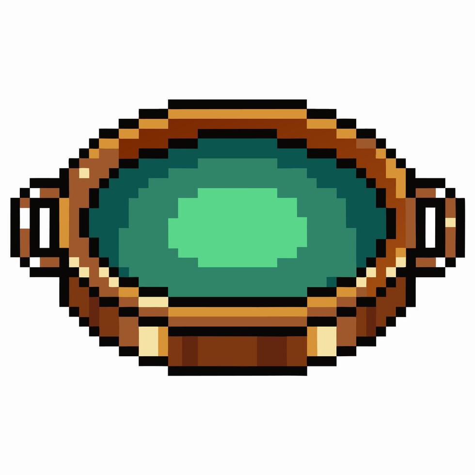 Retro Pixel Art Style Wooden Tub with Water for Game Design or Digital Art Projects vector