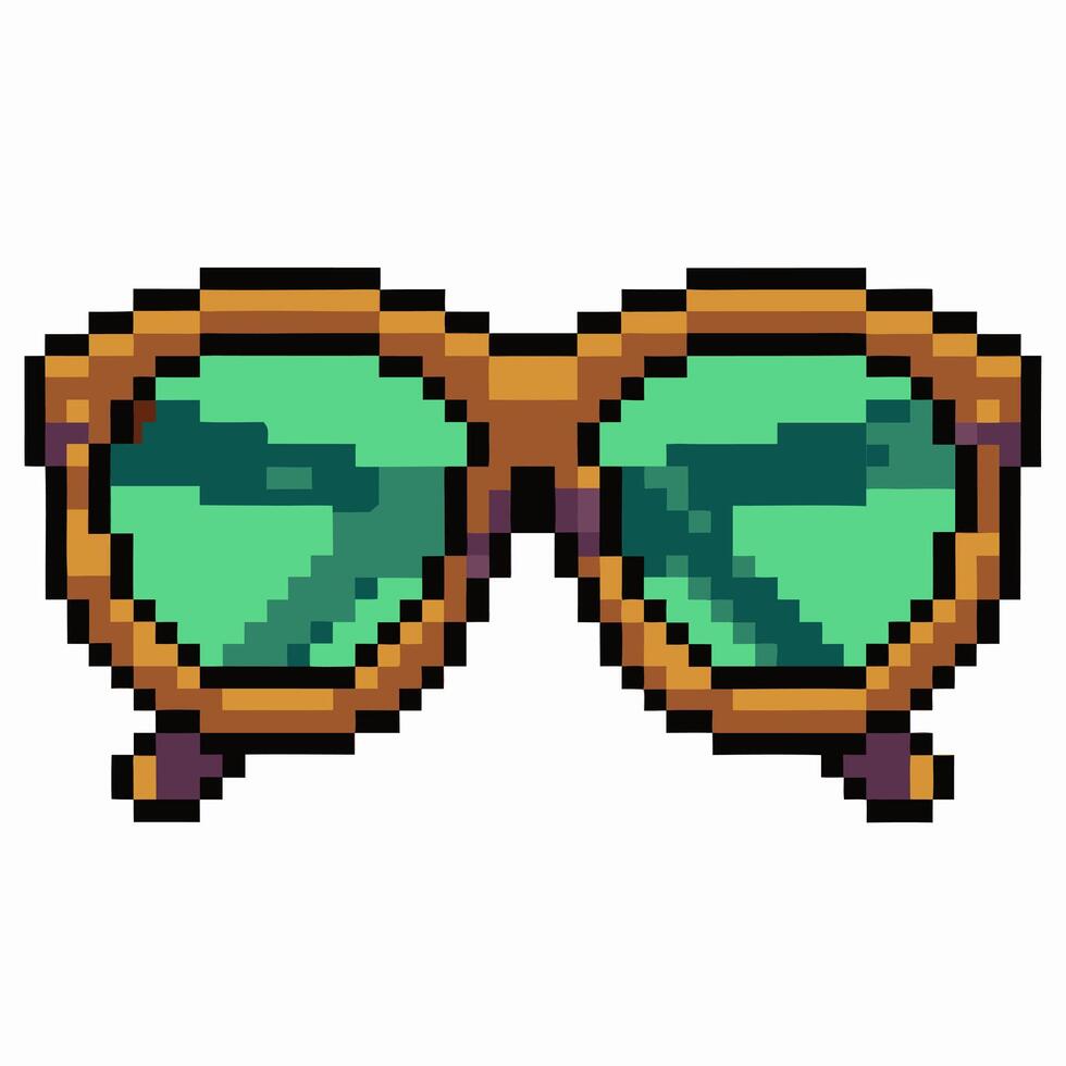 Retro Pixel Art Sunglasses with Green Lenses Nostalgic Summer Accessory Design vector