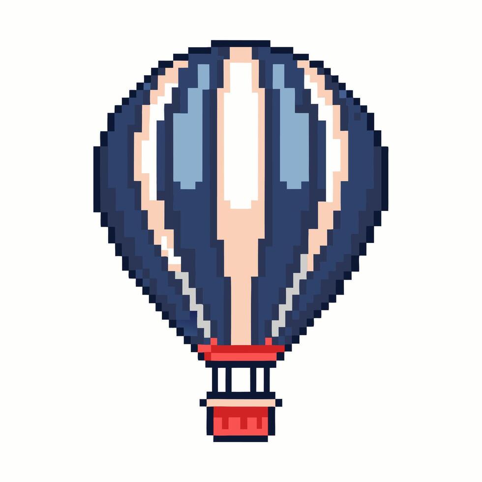 Retro Pixel Art Hot Air Balloon Illustration for Nostalgic Design Projects vector