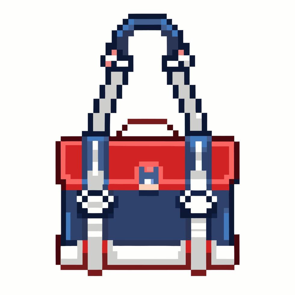 Retro Pixel Art Backpack Icon Vintage 8 Bit Style Graphic Design vector