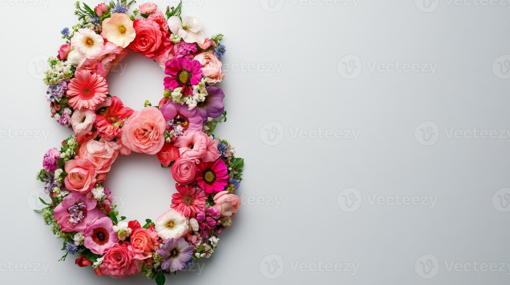 The number eight is made up of flowers photo