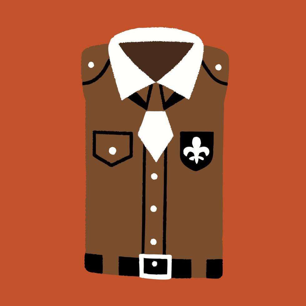 Scout Uniform Shirt with Fleur de lis Emblem on Brown Background vector