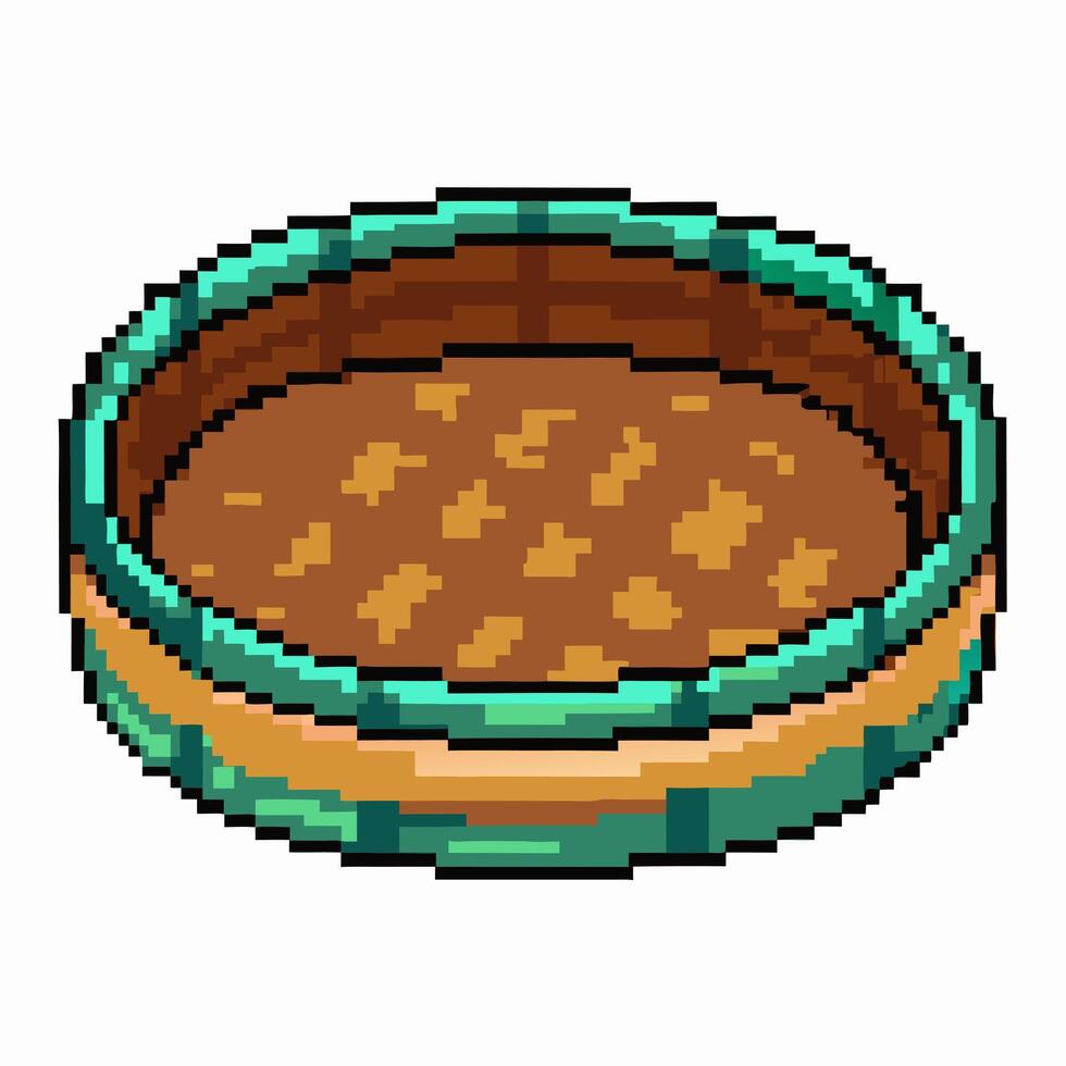 Pixel Art Decorative Bowl with Geometric Patterns and Earthy Tones vector