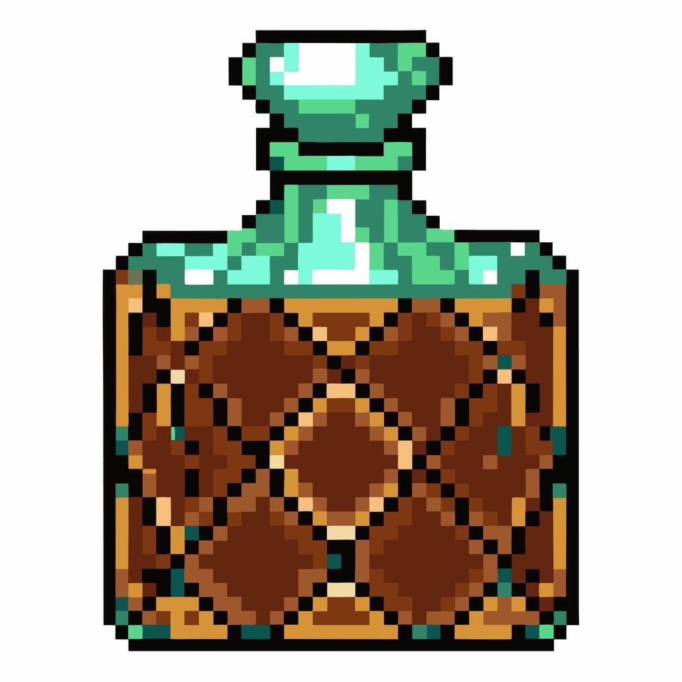 Vintage Pixel Art Potion Bottle with Gemstone Design in Retro Style vector