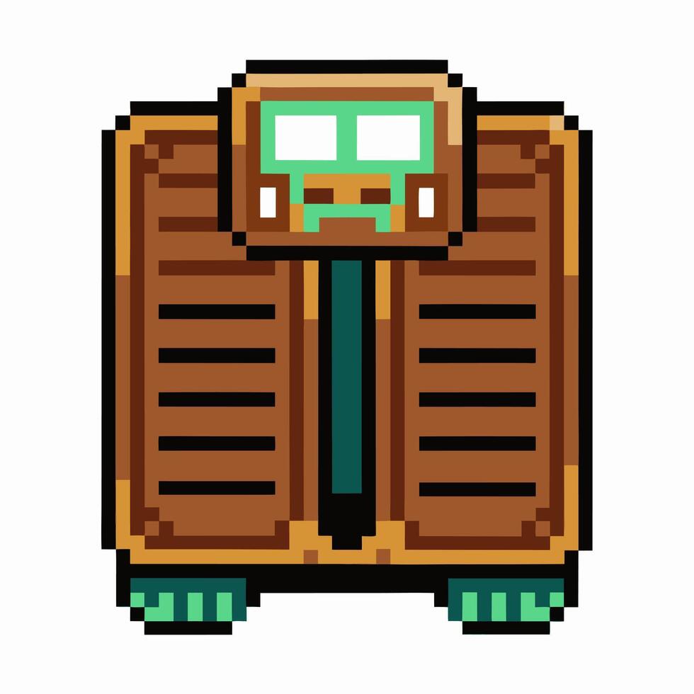 Retro Pixel Art Robot Character with Digital Green Screen Face vector