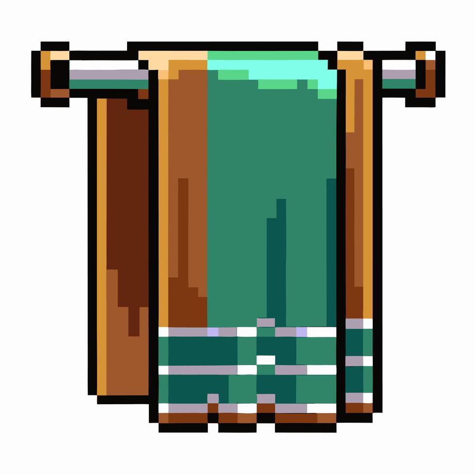 Retro 8 Bit Style Hanging Towel Illustration Vintage Pixel Art Decor vector