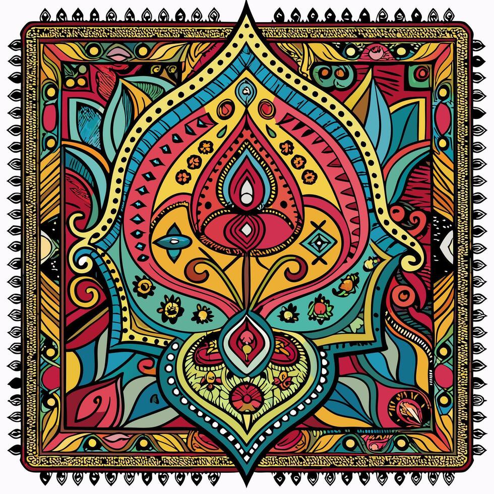 Colorful Mandala Art with Intricate Floral and Geometric Patterns vector