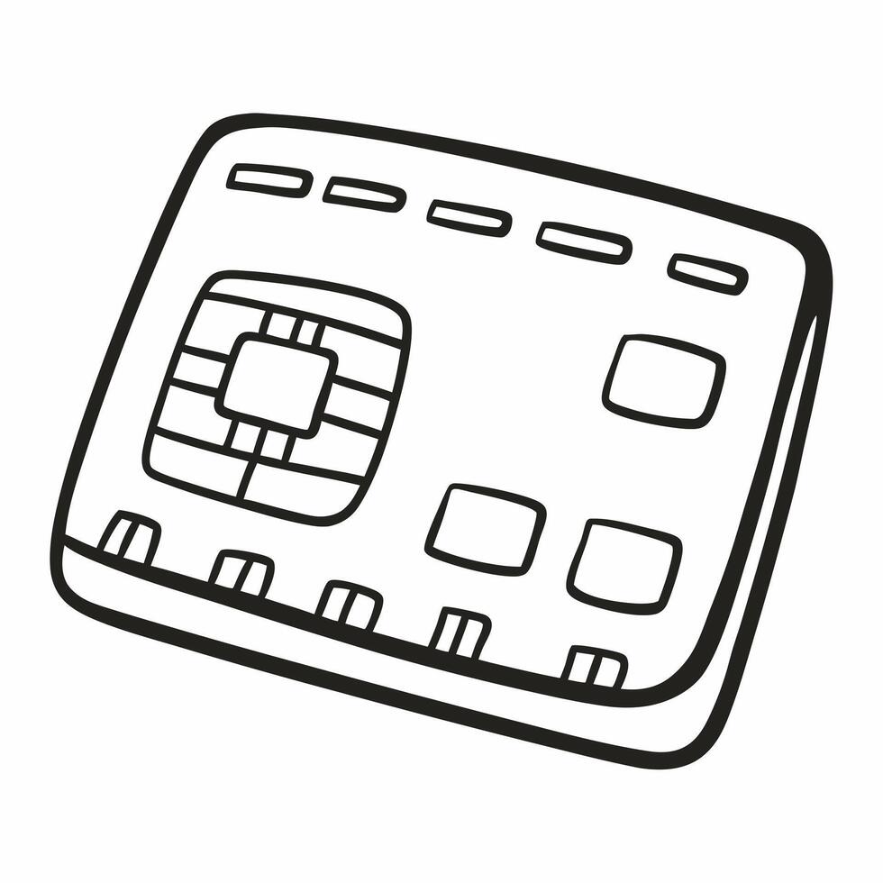 Hand Drawn Outline of a Smart Chip Card vector