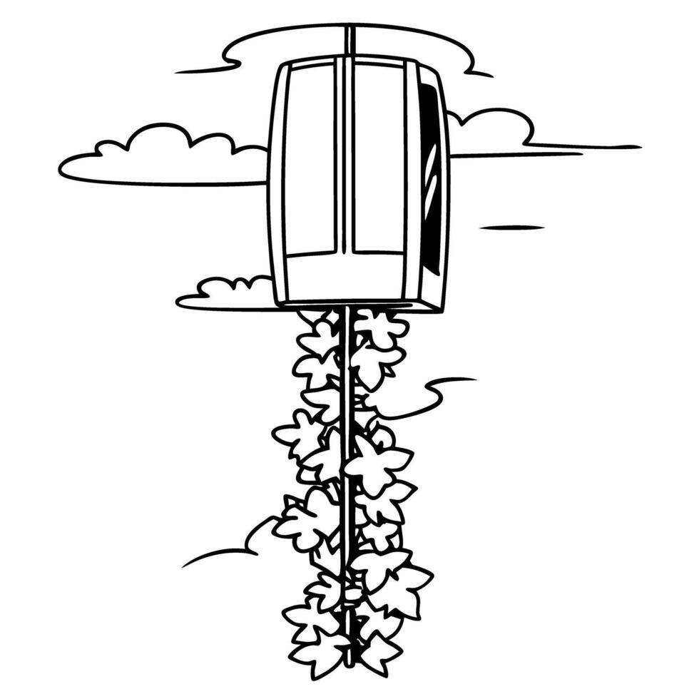 swinging gondola among clouds and vines sky high travel concept, whimsical and serene atmosphere vector