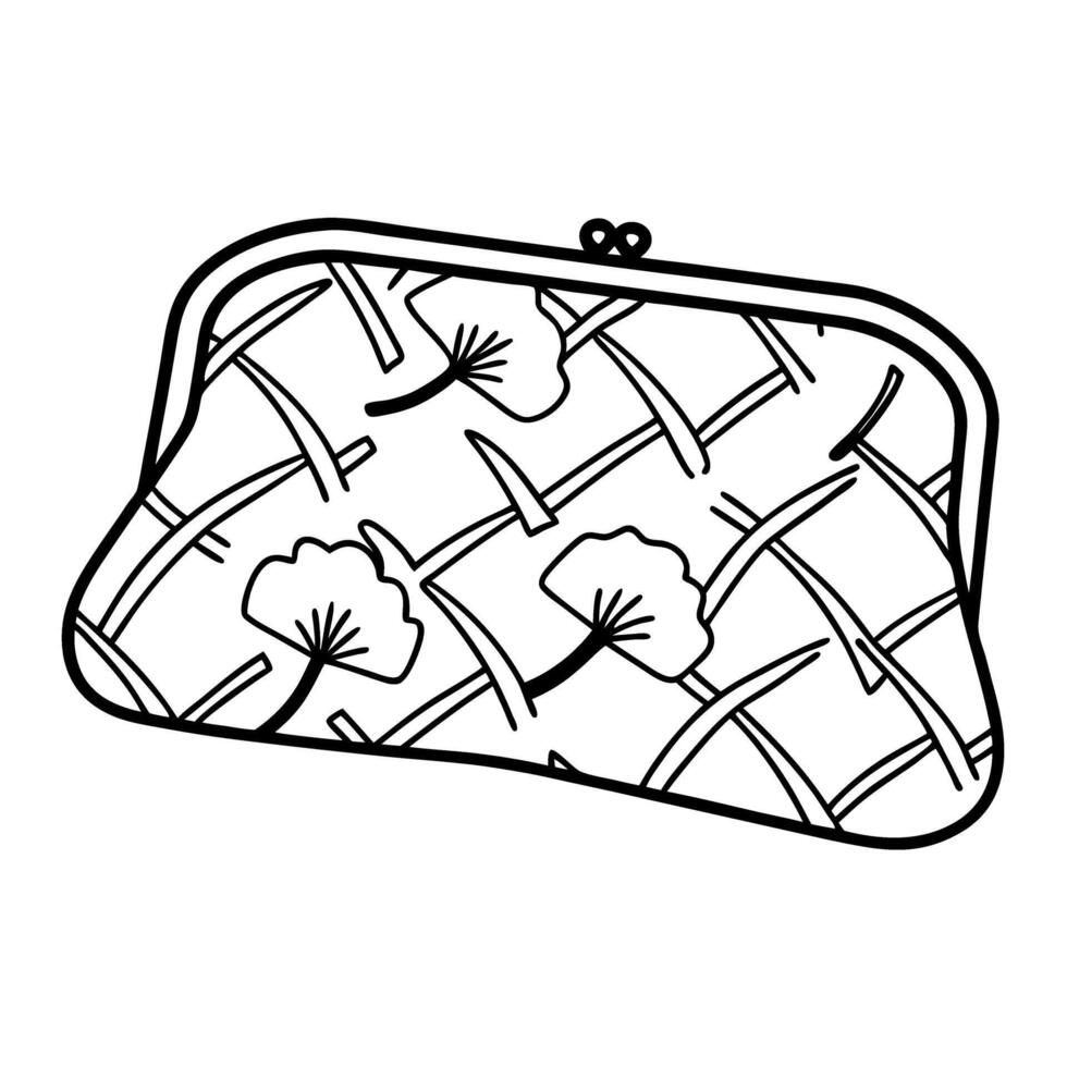 stylish coin purse with floral pattern elegant ginkgo leaf design on a woven texture, minimalist fashion accessory vector