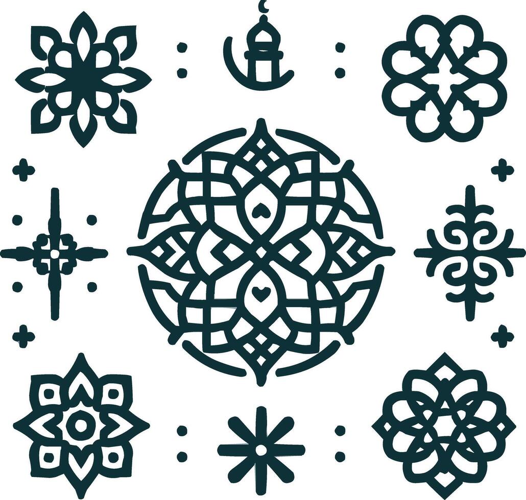 islamic design elements set illustration vector
