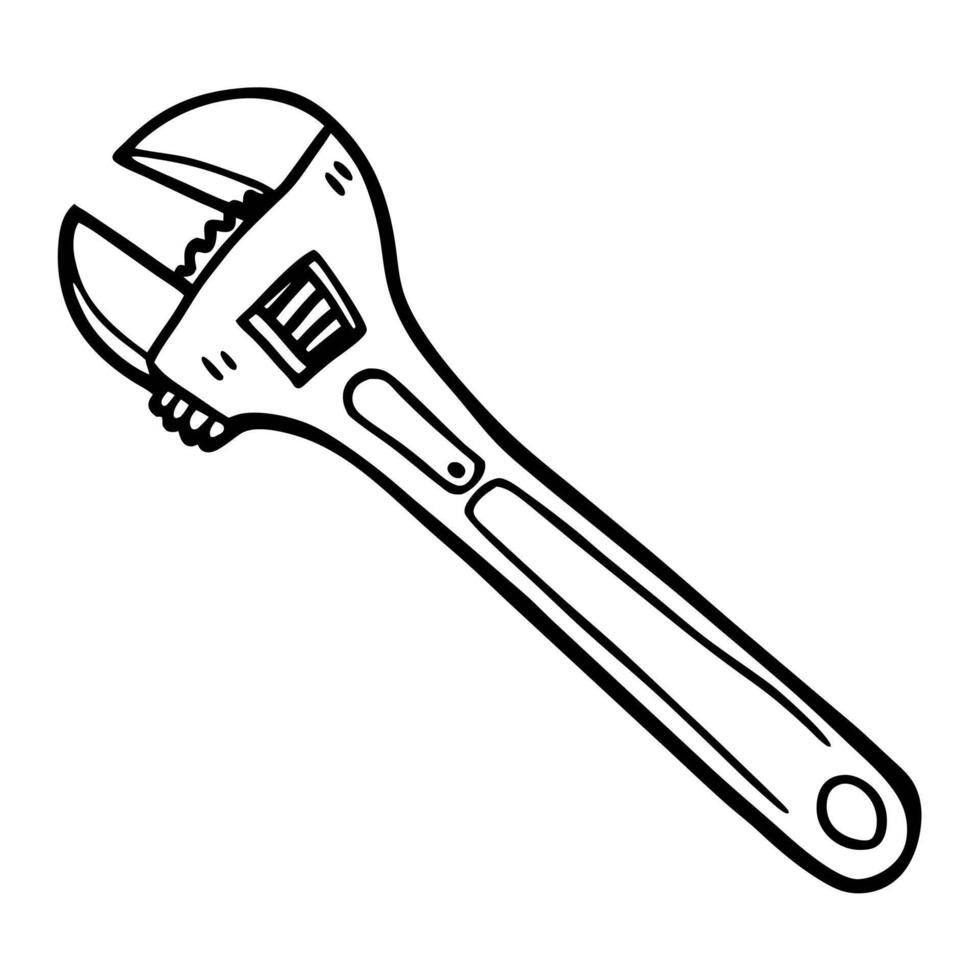 Adjustable Wrench Illustration Hand Drawn Tool Design for DIY and Repair Projects vector