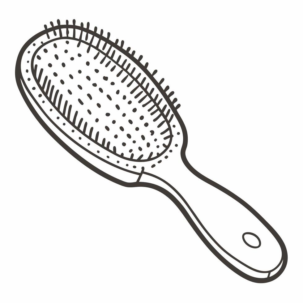 Illustration of a Simple Hairbrush with Bristles in Black and White vector