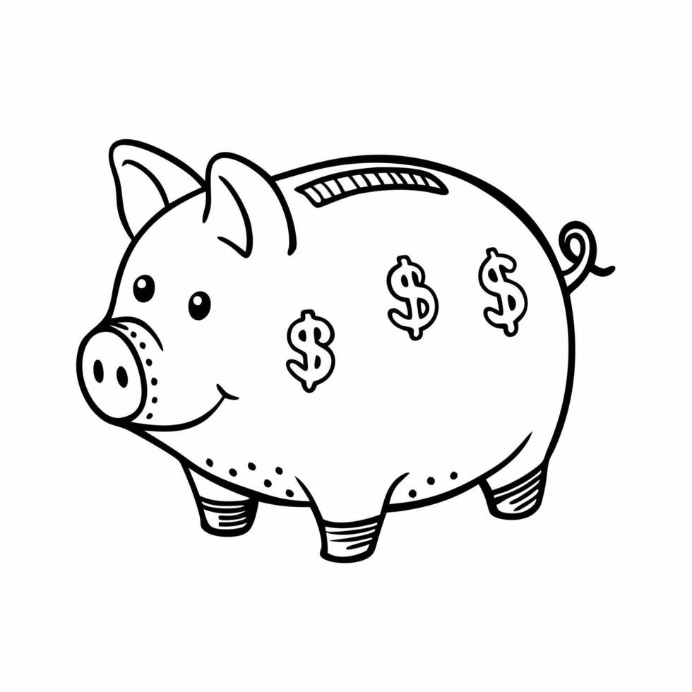 Simple Piggy Bank with Dollar Signs for Savings and Finance vector