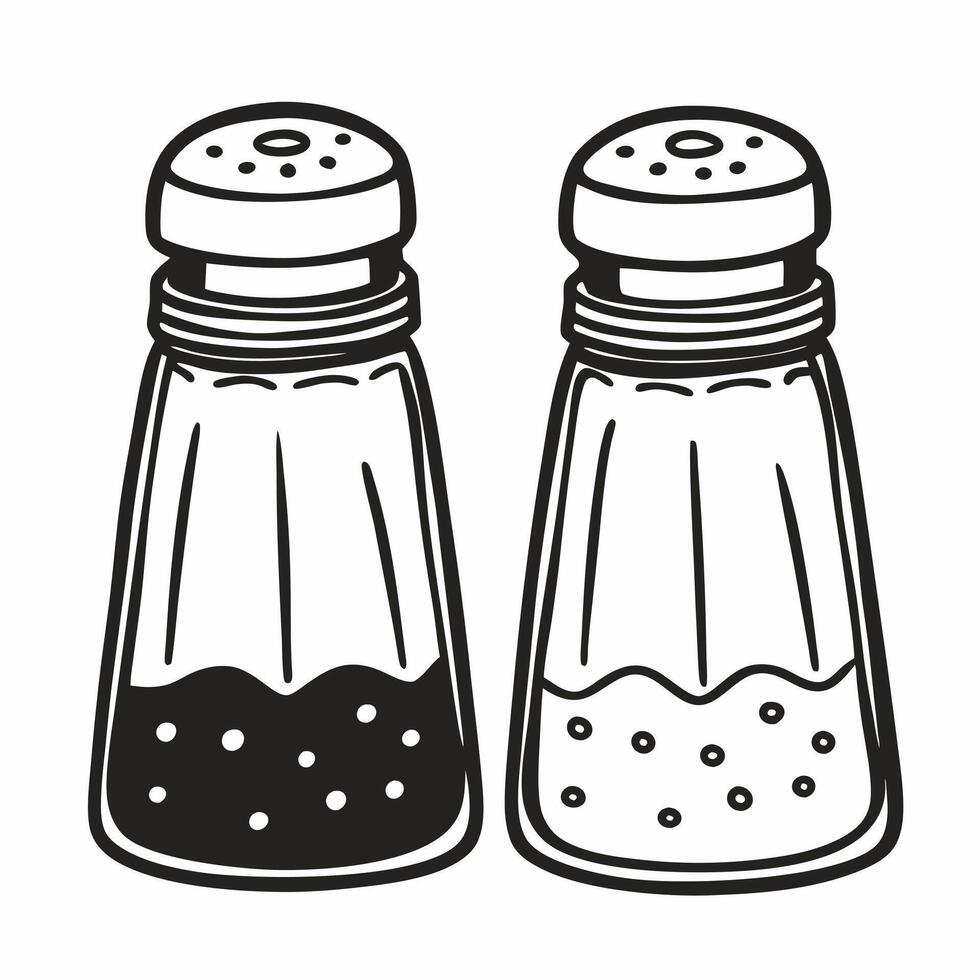 Vintage Salt and Pepper Shakers Illustration for Kitchen Decor vector