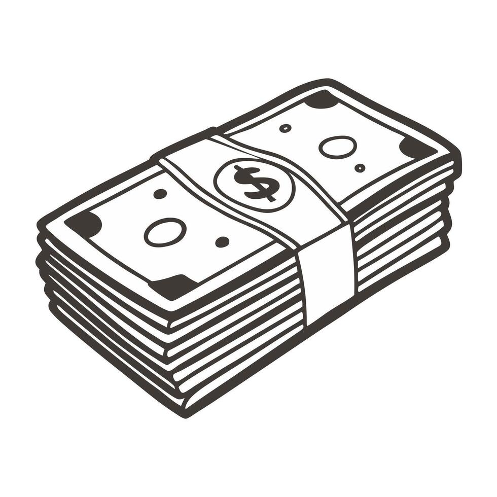 Hand Drawn Stack of Cash Illustration for Economic and Financial Graphics vector