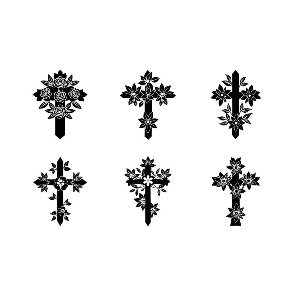 Cross with Flowers - Elegant Religious Floral Design vector