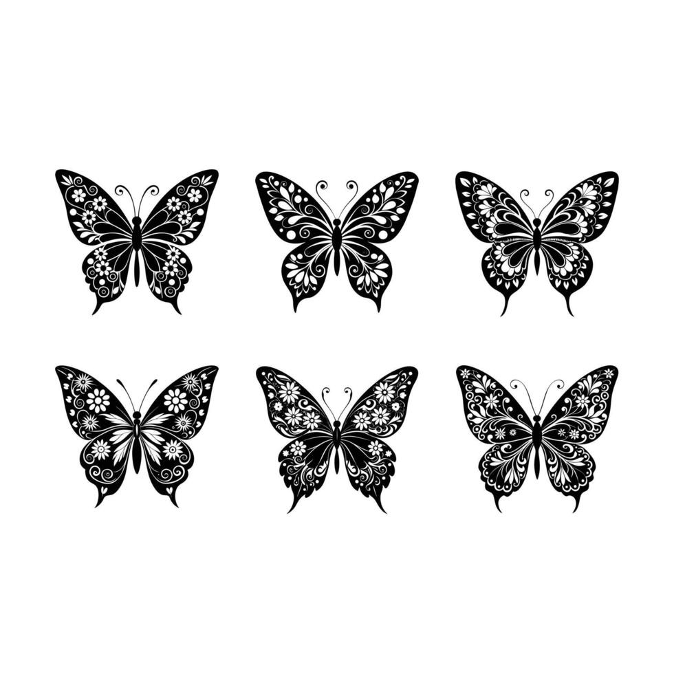 Butterfly with Floral Patterns Elegant Design vector