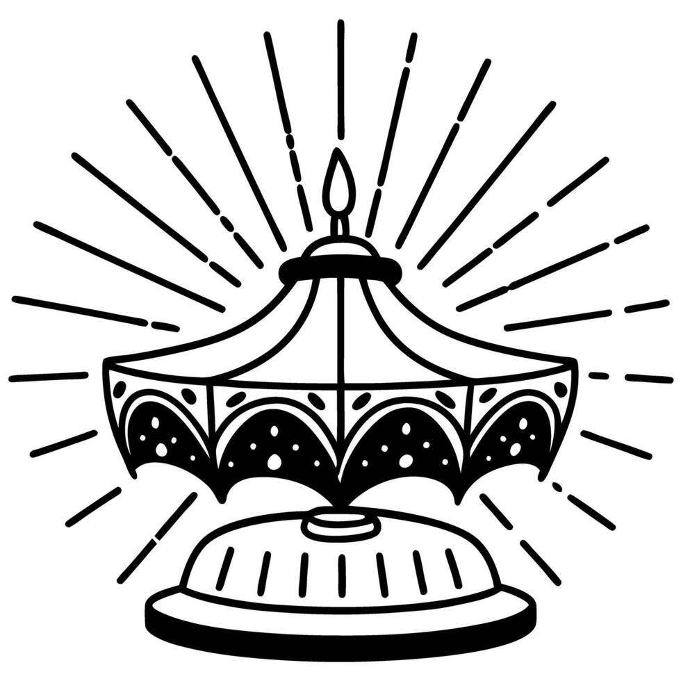 ornate carousel illustration with vintage design black and white carousel silhouette with radiating lines and intricate details vector