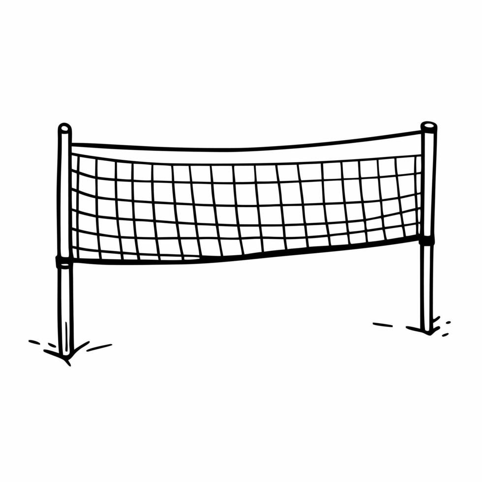 Minimalist Doodle of Outdoor Volleyball Net on White Background vector