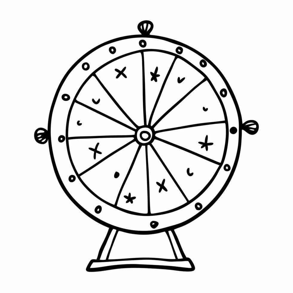 Hand Drawn Game Wheel Illustration for Luck and Fun Concepts vector
