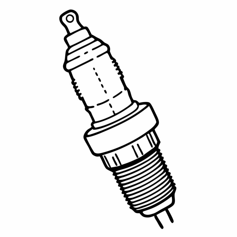 Detailed Line Art of a Spark Plug for Automotive Illustration vector