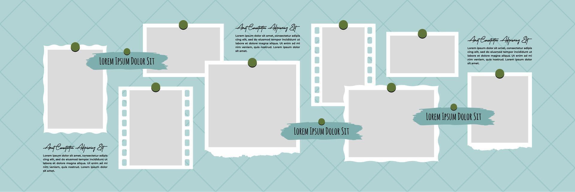 Design template Picture photo Collage grid photo effect vector