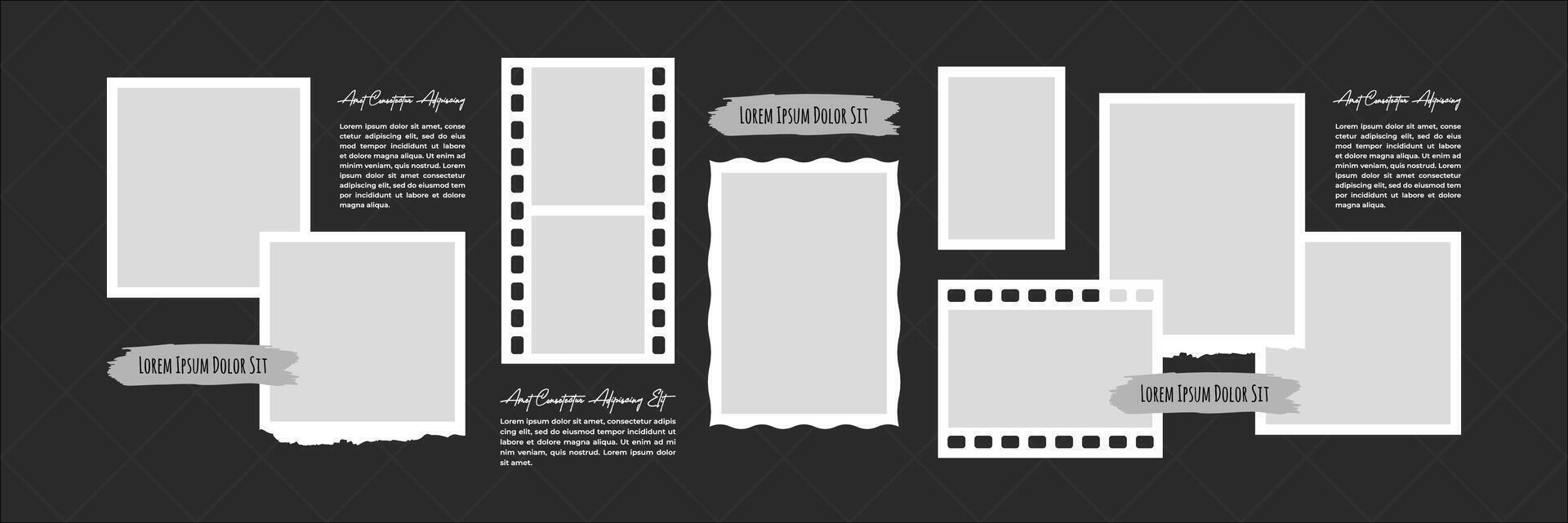 Design Mood board Picture grid digital photo wall template vector