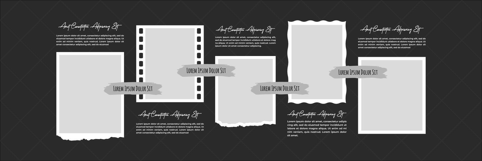 Mood board Picture abstract photo frames and digital photo wall template vector