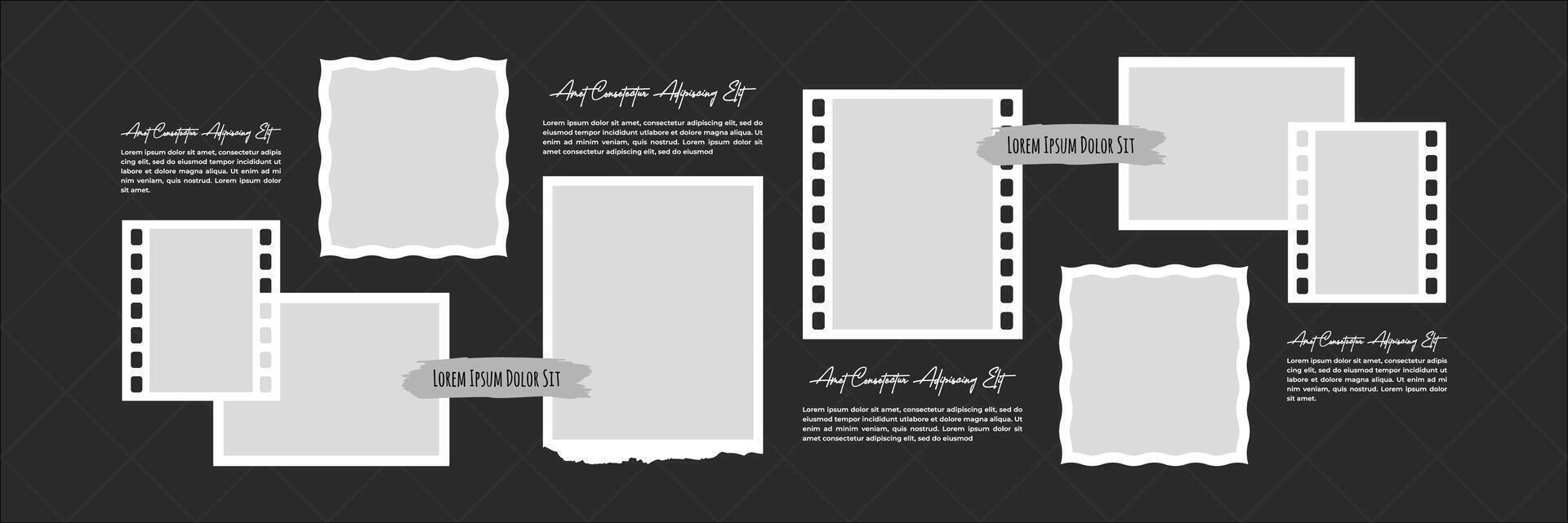 Design photos frame collage template vector