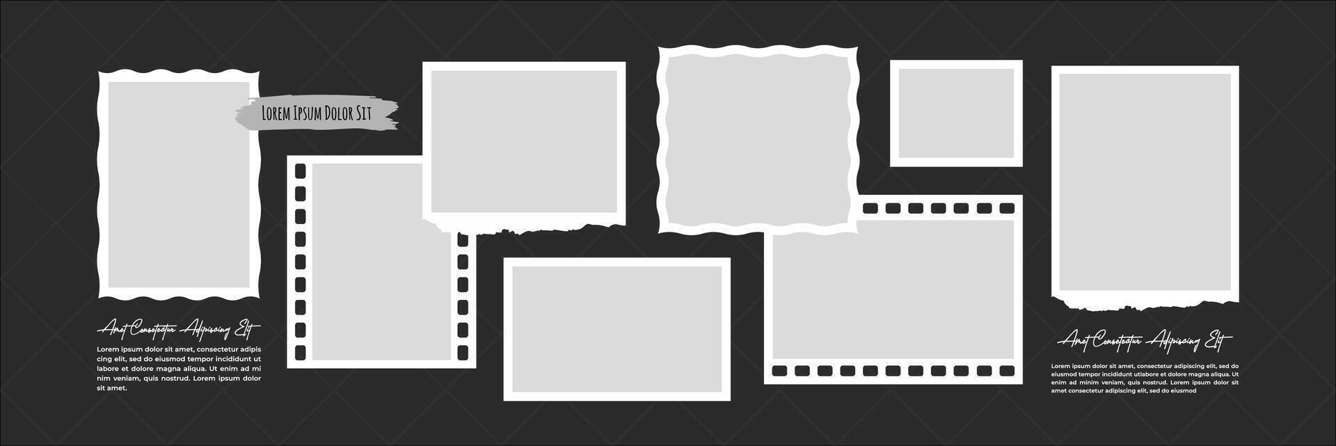 Mood Board Picture comics page grid layout abstract photo frames and digital photo wall template vector