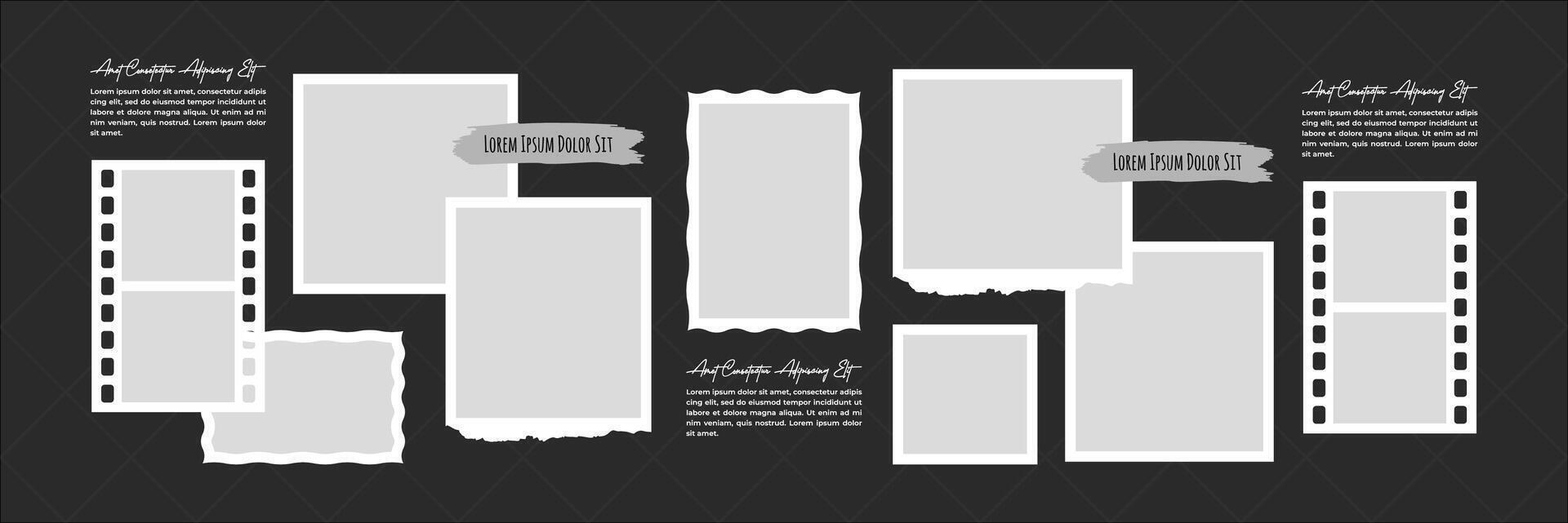 Design Blank Picture collage and digital photo wall template design vector