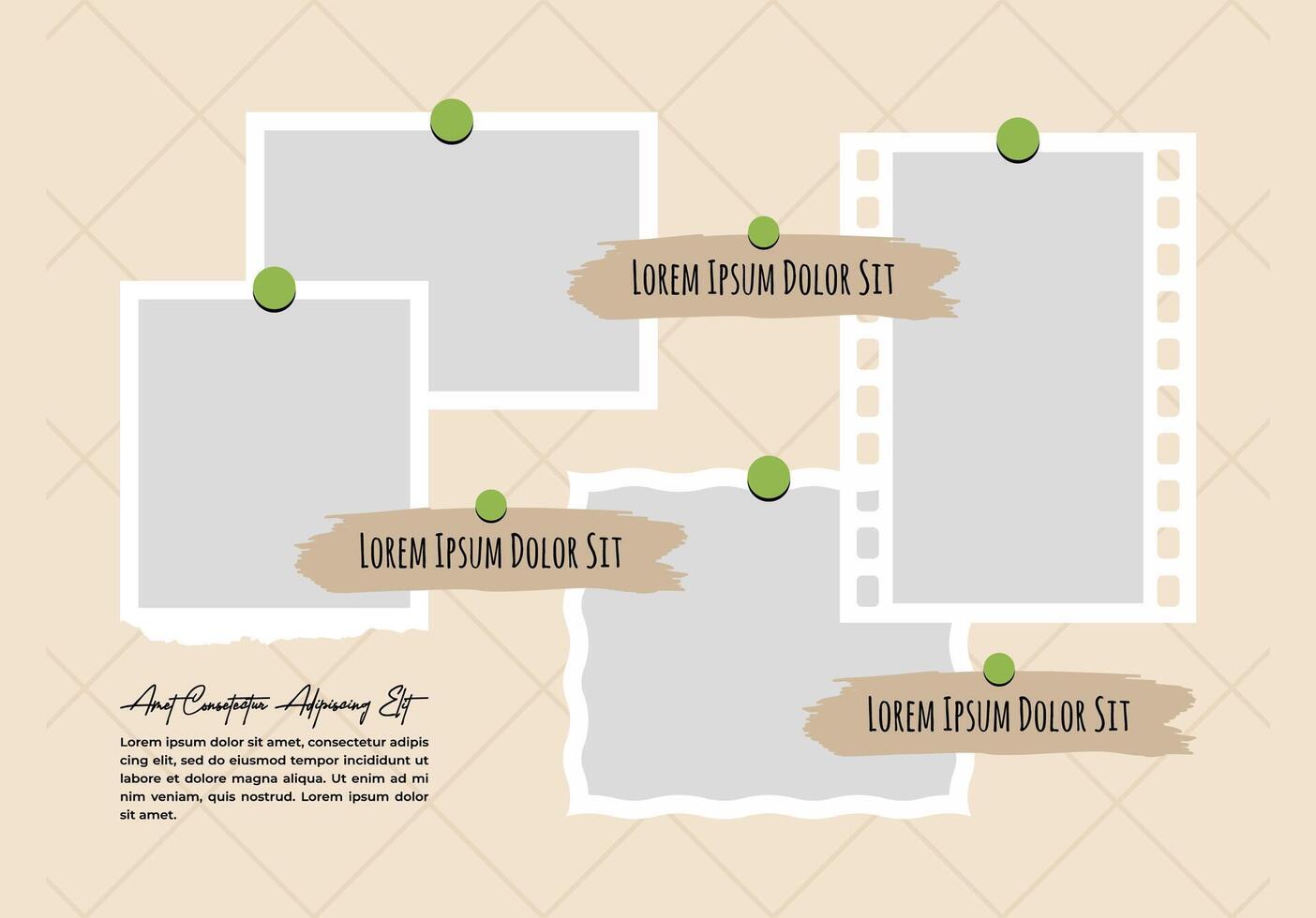 Design template Picture Decorative photo frame collage collection vector