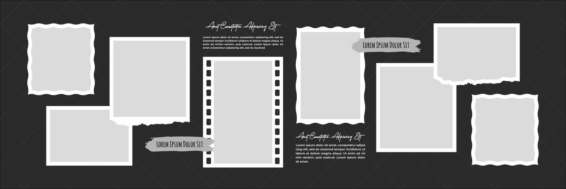 Blank Picture grid layout abstract photo frames template vector