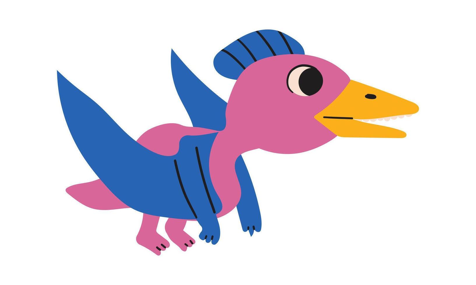 The ancient lizard pteranodon flies on the white background . Predatory dinosaur of the Jurassic period. Big wings. cartoon illustration vector