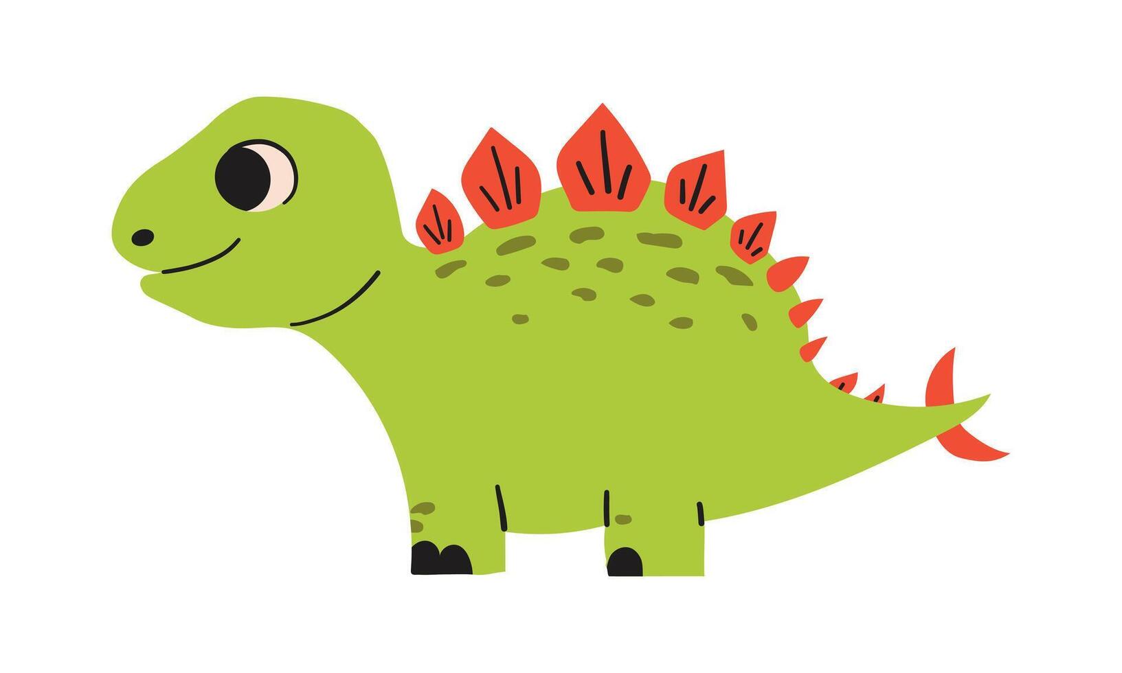 Cute stegosaurus cartoon on white background, illustration , hand drawn flat cute cartoon illustration vector