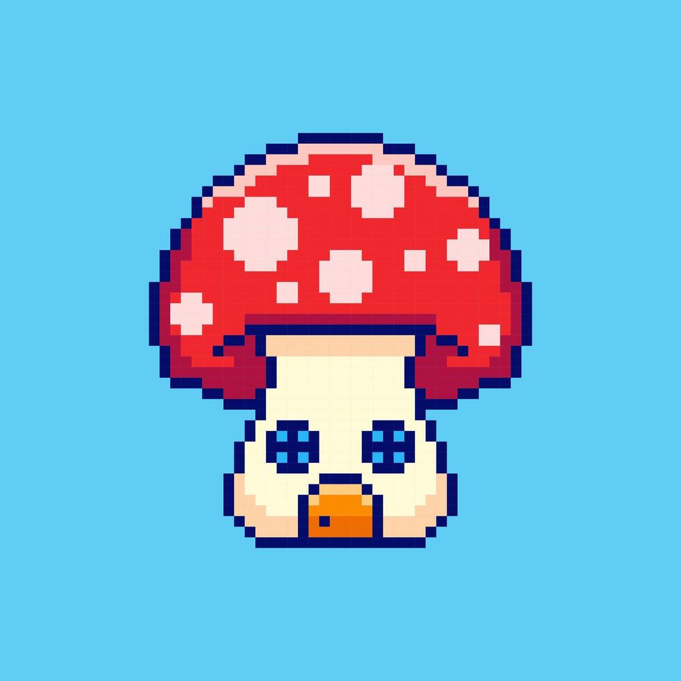 Pixel art Mushroom House game asset design vector