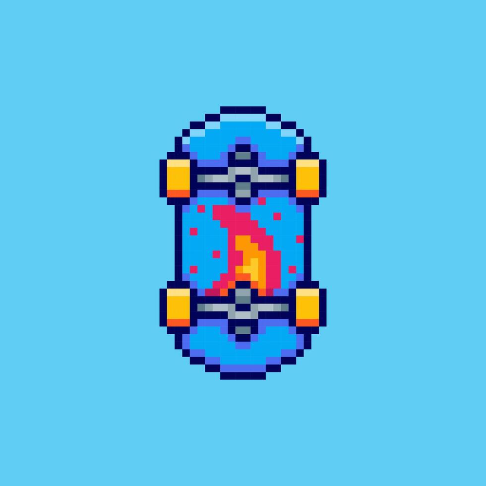 Pixel art Skateboard game asset design vector