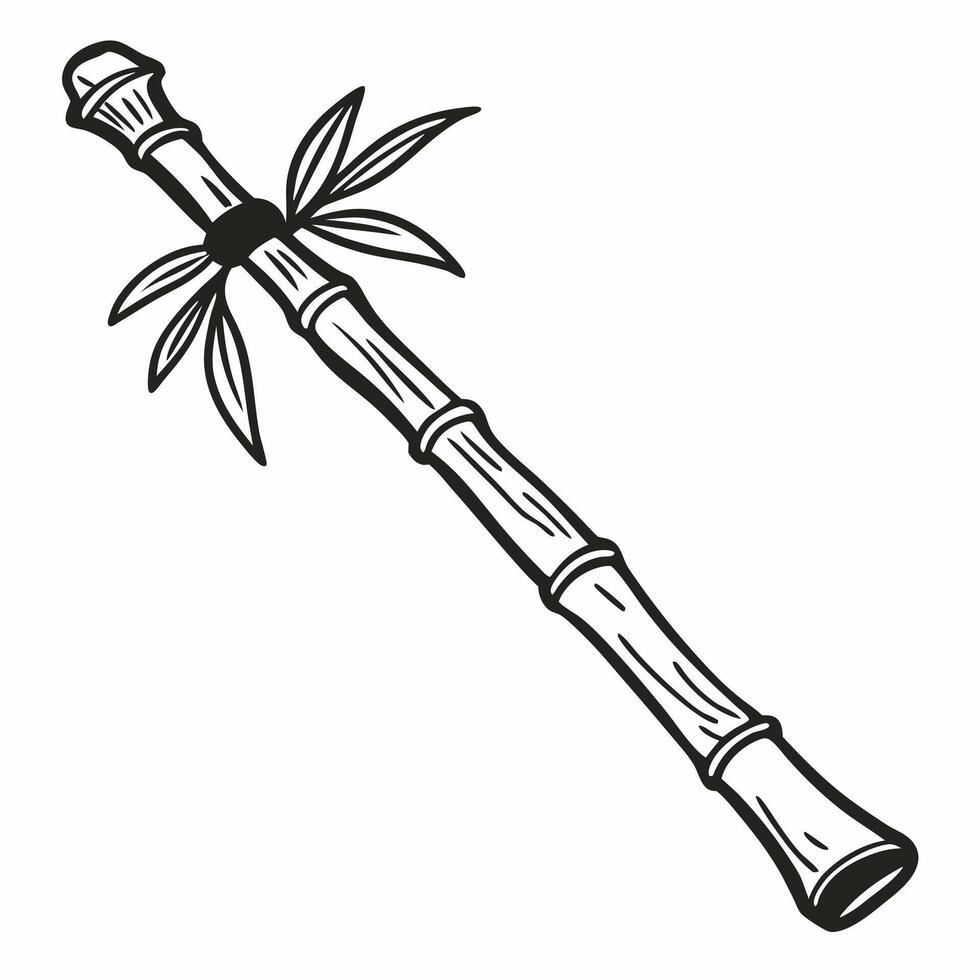Bamboo Flute Illustration with Leaf Detail vector