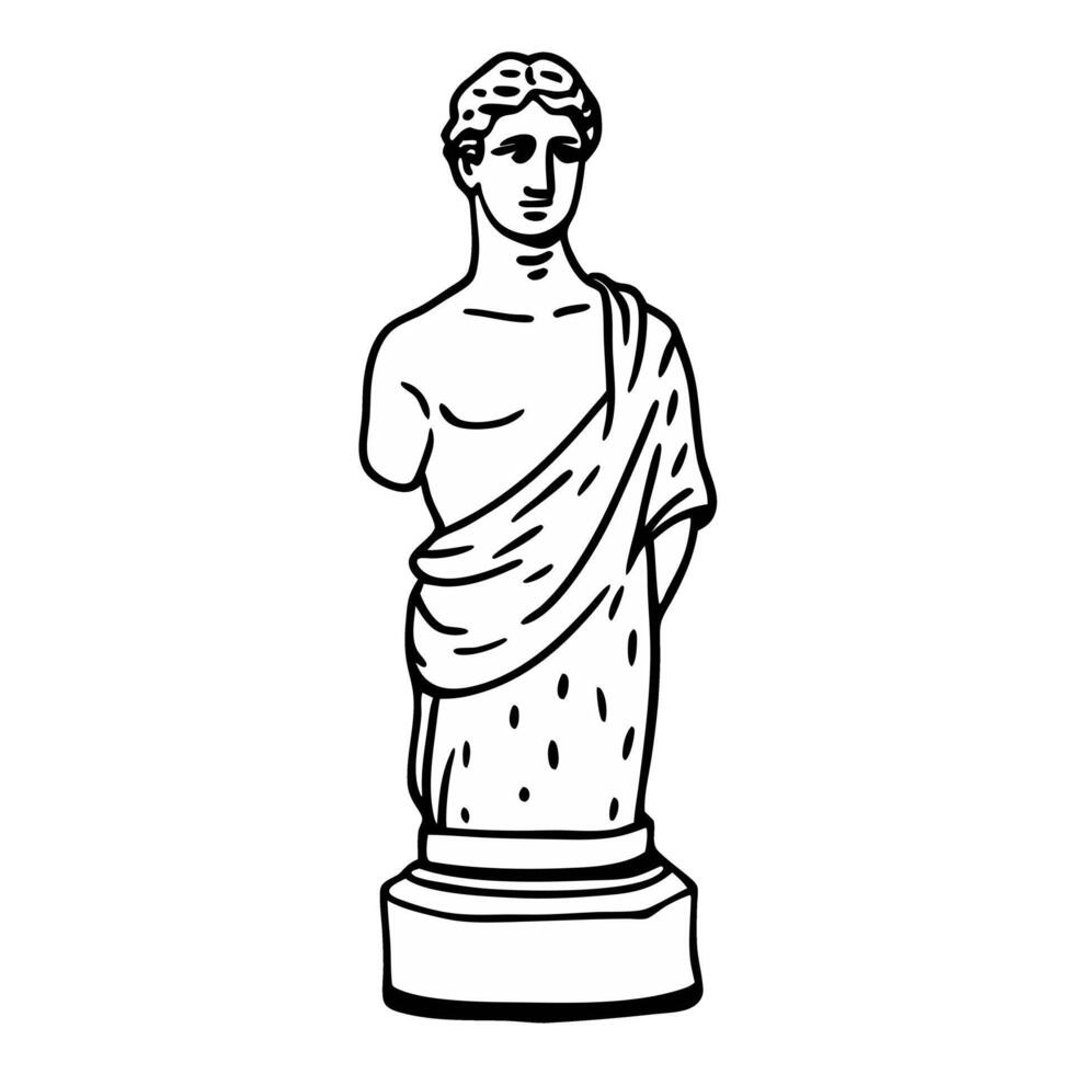 Sketch of Ancient Greek Venus de Milo Statue on Pedestal vector