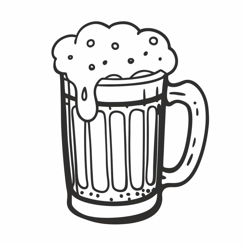 Frothy Beer Mug Sketch Illustration for Craft Breweries and Pubs vector