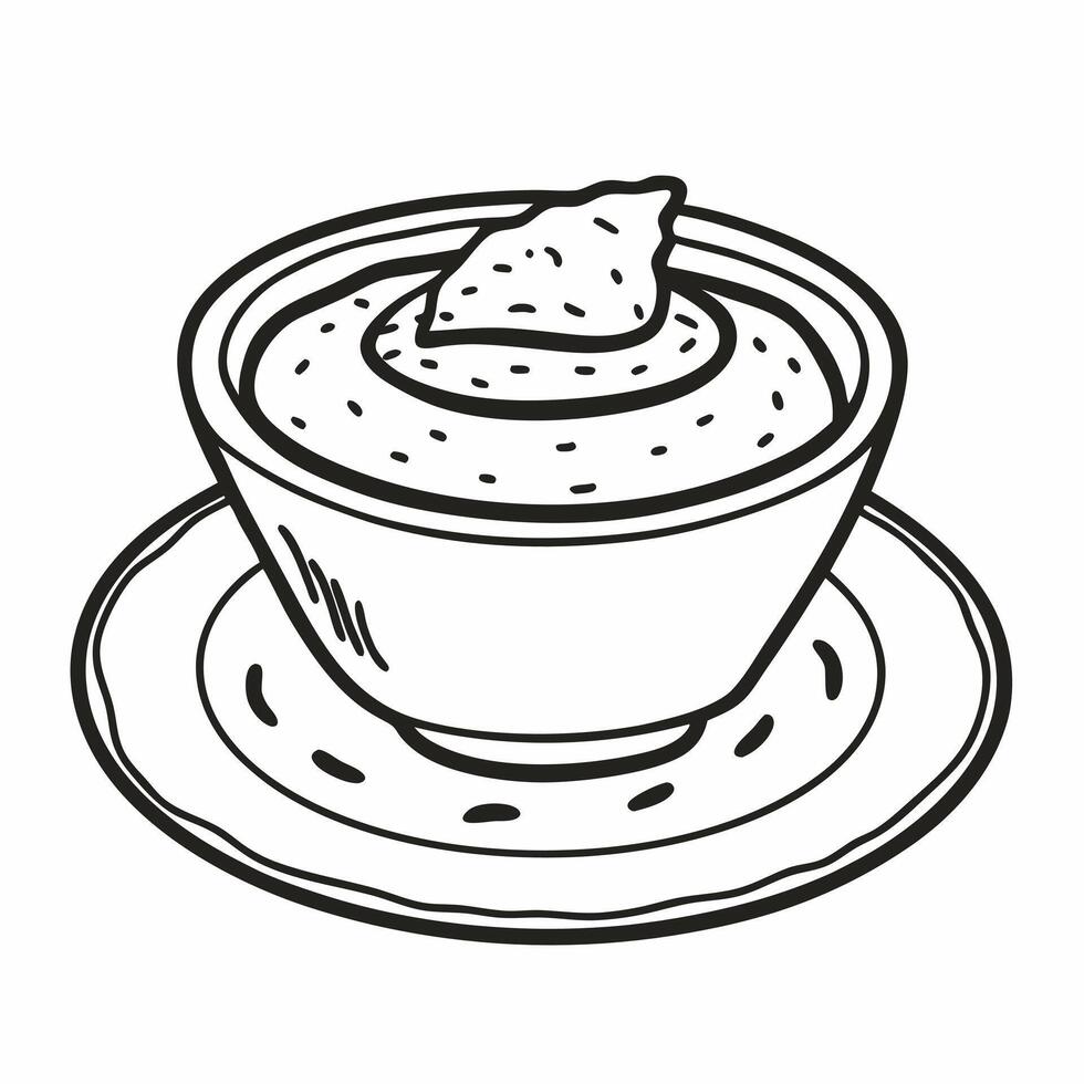 Hand Drawn Bowl of Soup with Crackers Illustration for Menus and Recipes vector