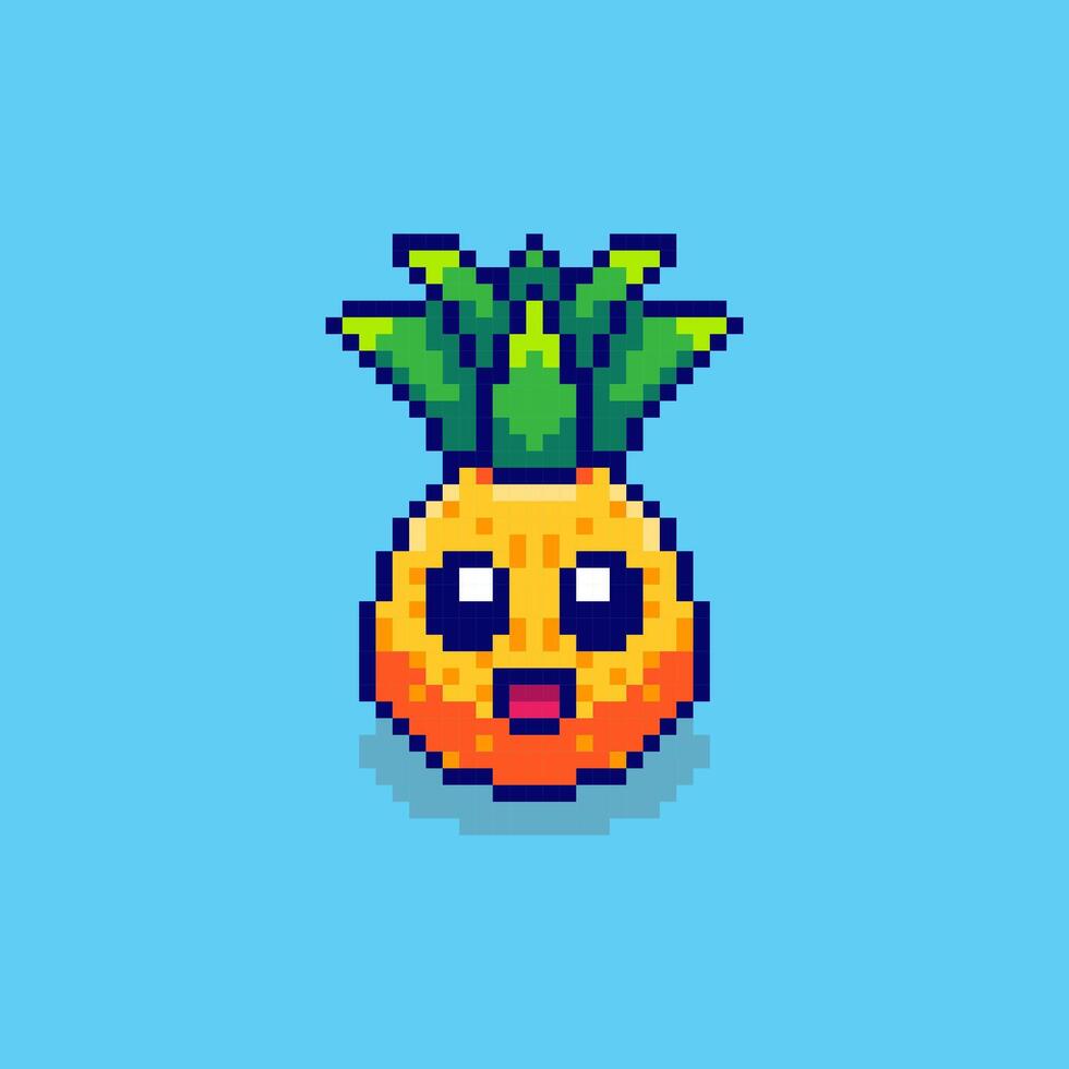 Pixel art Cute Pineapple game asset design vector