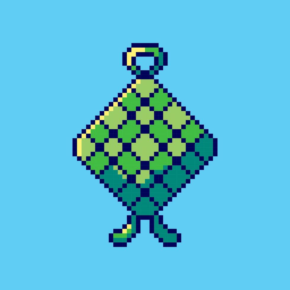 Pixel art Ketupat game asset design vector