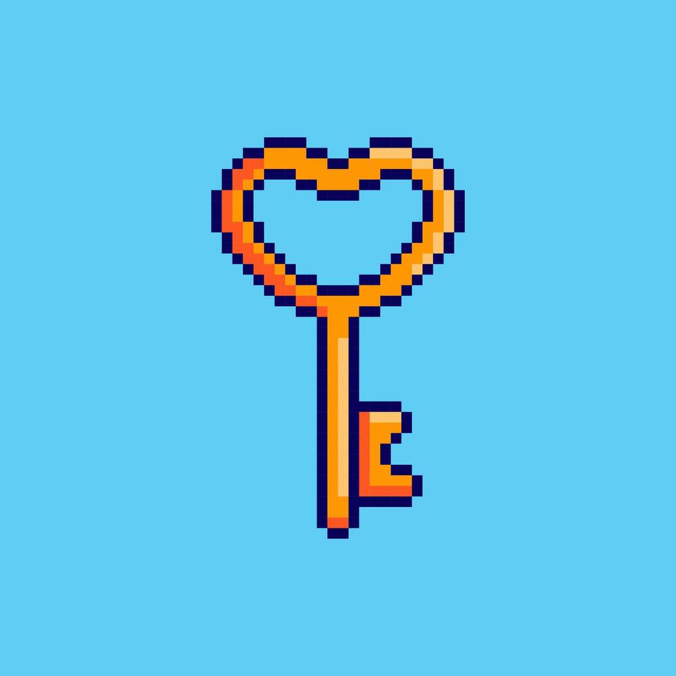 Pixel art Love Key game asset design vector